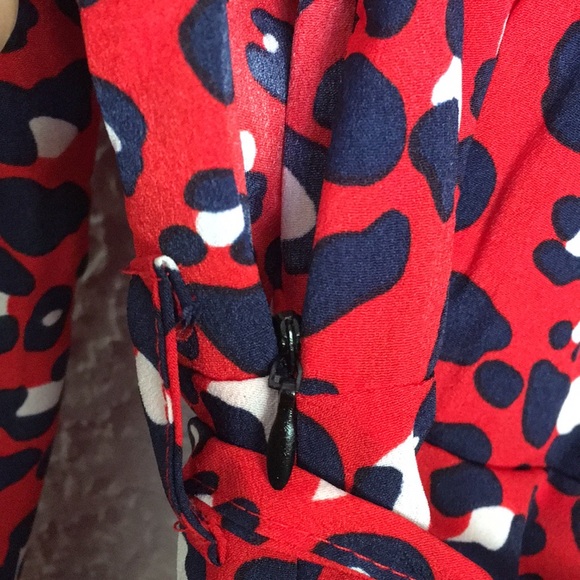 Red Wrap Mini Dress  Red Leopard Print Wrap Dress - Picture 7 of 8